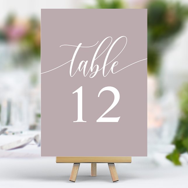 Dusty Lavender Minimalist Calligraphy Wedding Table Number (Creator Uploaded)