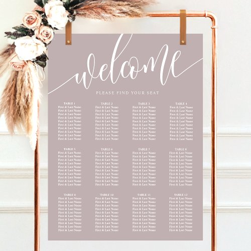 Dusty Lavender Minimalist Wedding Seating Chart