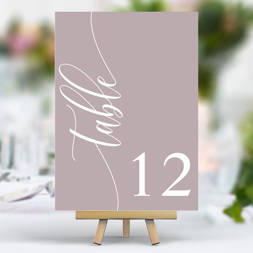 Dusty Lavender Modern Calligraphy Wedding Table Number