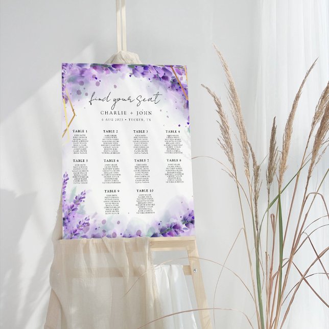 Dusty Lavender Modern Wedding Seating Chart (Creator Uploaded)