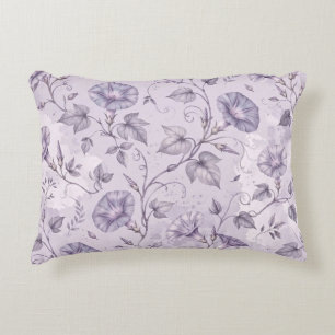 Dusty Lavender Morning Glories Elegant Floral Accent Pillow
