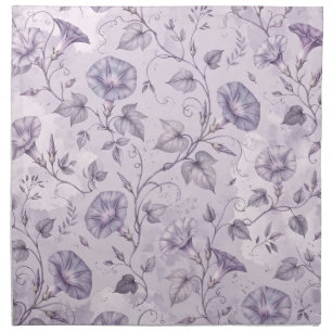 Dusty Lavender Morning Glories Elegant Floral  Cloth Napkin