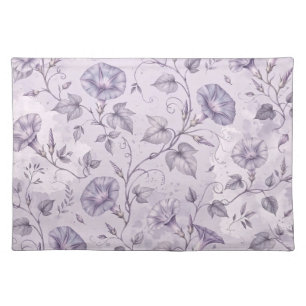 Dusty Lavender Morning Glories Elegant Floral Cloth Placemat