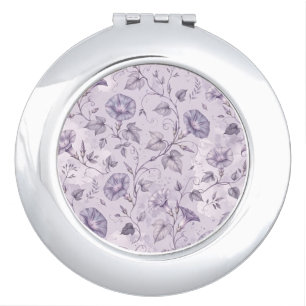 Dusty Lavender Morning Glories Elegant Floral Compact Mirror