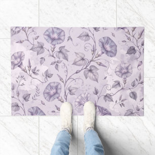 Dusty Lavender Morning Glories Elegant Floral Doormat