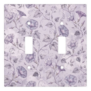 Dusty Lavender Morning Glories Elegant Floral Light Switch Cover