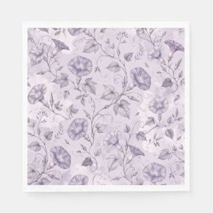 Dusty Lavender Morning Glories Elegant Floral Napkins