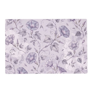 Dusty Lavender Morning Glories Elegant Floral Placemat