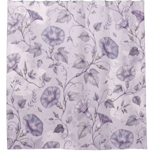 Dusty Lavender Morning Glories Elegant Floral Shower Curtain
