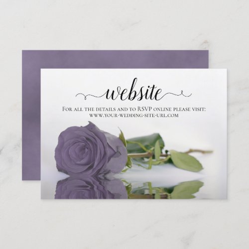 Dusty Lavender Purple Rose Elegant Wedding Website Enclosure Card