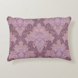 Dusty Lavender Rose Mauve Lilac Elegant Damask Accent Pillow
