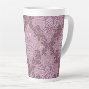 Dusty Lavender Rose Mauve Lilac Elegant Damask  Latte Mug