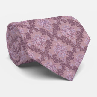 Dusty Lavender Rose Mauve Lilac Elegant Damask Neck Tie