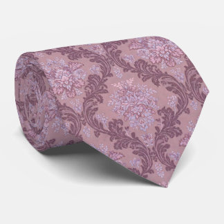 Dusty Lavender Rose Mauve Lilac Elegant Damask Neck Tie