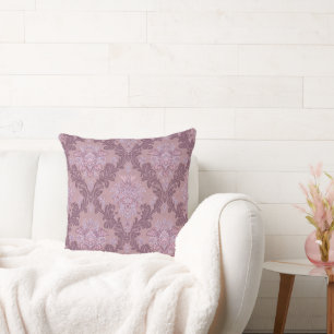 Dusty Lavender Rose Mauve Lilac Elegant Damask Throw Pillow