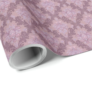Dusty Lavender Rose Mauve Lilac Elegant Damask  Wrapping Paper