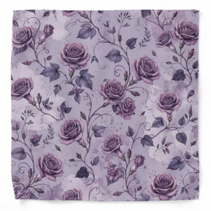 Dusty Lavender Rose Moody Dreamy Hues Floral Bandana