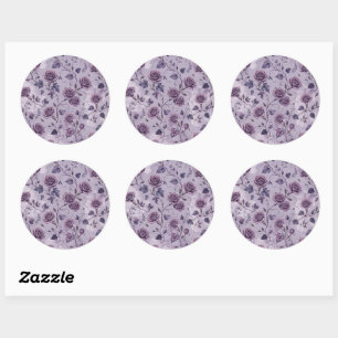 Dusty Lavender Rose Moody Dreamy Hues Floral Classic Round Sticker