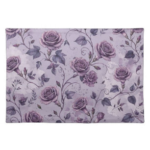 Dusty Lavender Rose Moody Dreamy Hues Floral Cloth Placemat
