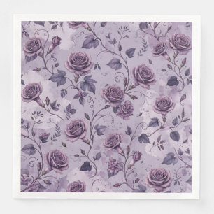 Dusty Lavender Rose Moody Dreamy Hues Floral  Paper Dinner Napkins