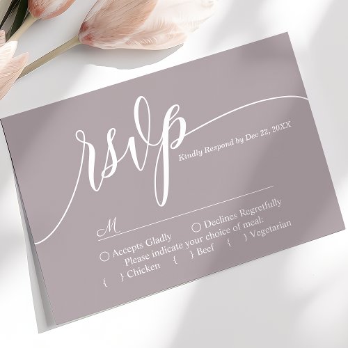 Dusty Lavender Simple Script Wedding RSVP Card