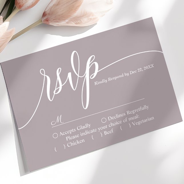 Dusty Lavender Simple Script Wedding RSVP Card (Creator Uploaded)
