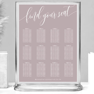 Dusty Lavender Simple Wedding Seating Chart