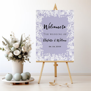 Dusty lavender snowflakes wedding welcome sign