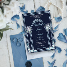 Dusty & Light Blue Boho Floral Navy Wedding Arch