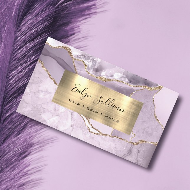 Dusty Lilac and Gold Agate Business Card (Creator Uploaded)