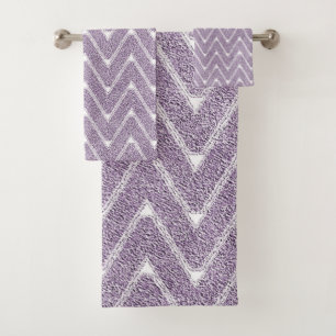 Dusty Lilac Chevron Pattern Bath Towel Set