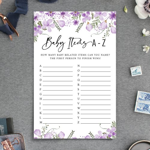 Dusty Lilac Florals Baby Items Baby Shower Game
