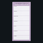 Dusty Lilac Minimalist Simple Family Meal Planning Magnetic Notepad<br><div class="desc">Write your dinners on this magnetic note pad for an easy way to plan out the week's meals and stick it up on your fridge, pantry door or command center. The simple, modern layout in soft, pastel purple, black and white with sans serif fonts will appeal to every visually organized...</div>
