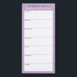 Dusty Lilac Minimalist Simple Family Meal Planning Magnetic Notepad<br><div class="desc">Write your dinners on this magnetic note pad for an easy way to plan out the week's meals and stick it up on your fridge, pantry door or command center. The simple, modern layout in soft, pastel purple, black and white with sans serif fonts will appeal to every visually organized...</div>