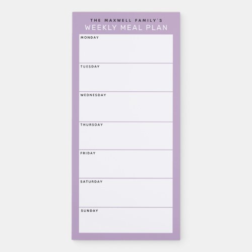 Dusty Lilac Minimalist Simple Family Meal Planning Magnetic Notepad