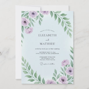Dusty Lilac Mint Petal Wedding Invitation