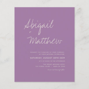 Dusty Lilac Purple Minimalist Handwriting Wedding