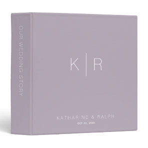 Dusty Lilac/Purple Monogram Wedding Photo Album 3 Ring Binder