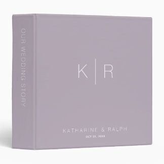 Dusty Lilac/Purple Monogram Wedding Photo Album 3 Ring Binder