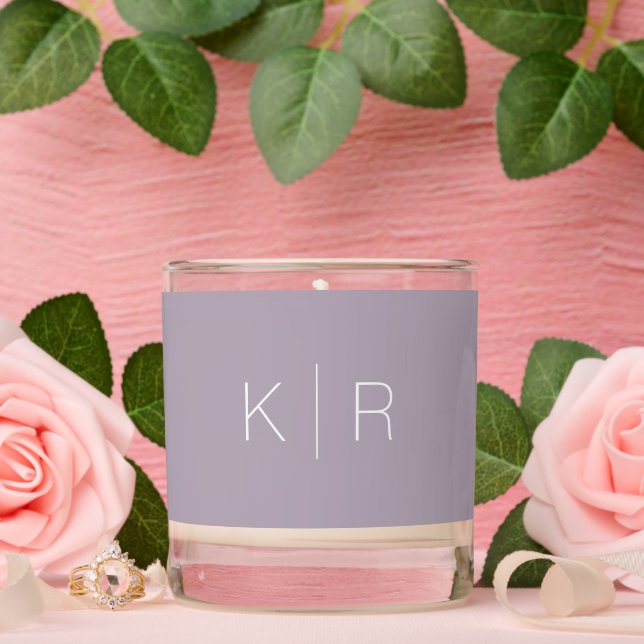 Dusty Lilac/Purple Simple Monogram Wedding Scented Candle (Wedding)