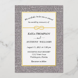 Dusty Mauve African Kuba Raffia All In One Foil Invitation
