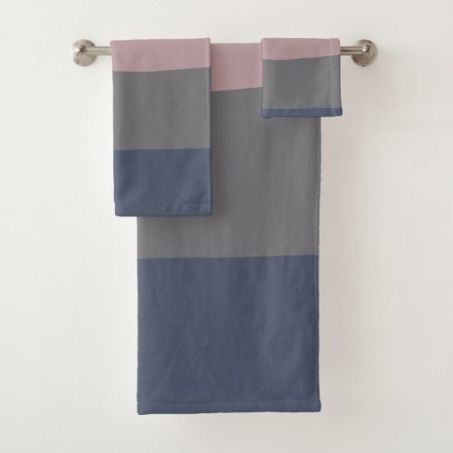 Dusty Mauve and Gray Abstract Color Block Bath Towel Set