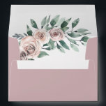 Dusty Mauve Boho Chic Rose Greenery Floral Wedding Envelope<br><div class="desc">Design features elegant watercolor dusty/muted roses in shades of pink, mauve, purple and more. inside and on the outer flap. The exterior envelope is set to color code: cfb1b5 that's a dusty mauve shade. You can customize the exterior color of your choice on the main product's page. Use a paint...</div>