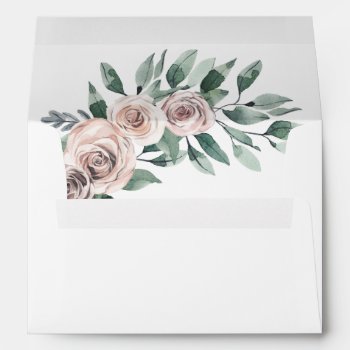 Dusty Mauve Boho Chic Rose Greenery Floral Wedding Envelope by RusticWeddings at Zazzle