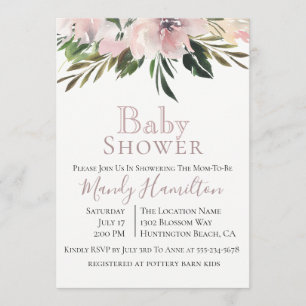 Dusty Mauve Botanical Baby Shower Invitation