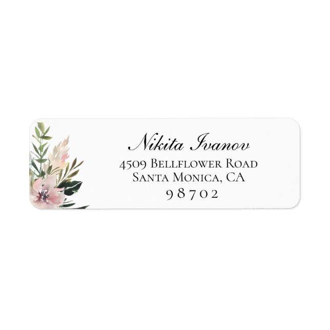 Dusty Mauve Botanical Return Address Label (Front)