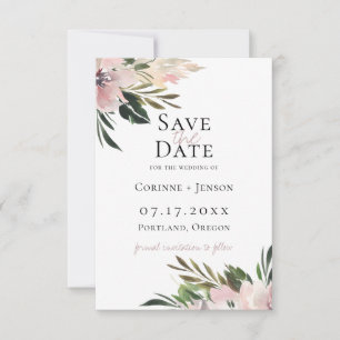 Dusty Mauve Botanical Save The Date Announcement