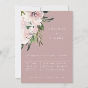 Dusty Mauve Botanical Wedding Invitation