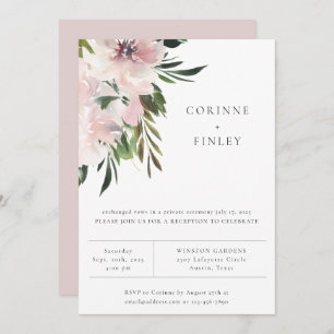 Dusty Mauve Botanical Wedding Reception Invitation
