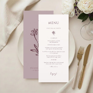 Dusty Mauve & Burgundy Elegant Floral Wedding Menu
